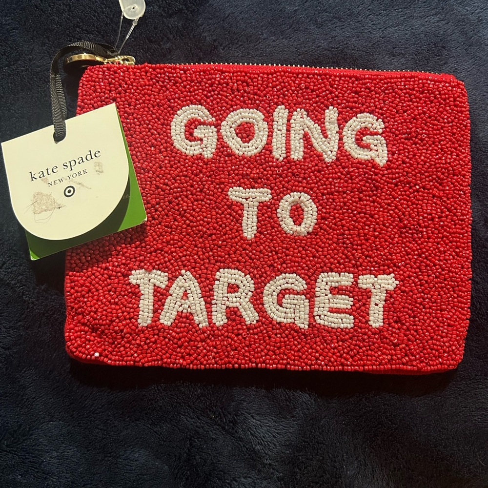 kate spade red beaded 'Going to Target' wristlet clutch